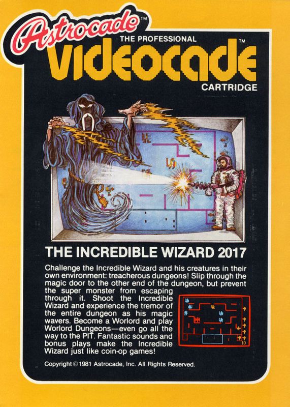 Wizard of Wor box art for Bally Astrocade